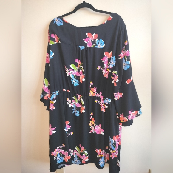 A New Day Black Dress with Colorful Floral and Bell Sleeves size 4X - Picture 2 of 6